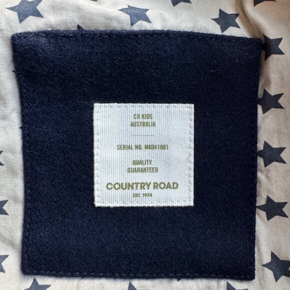 COUNTRY ROAD Hooded Cape Girls 5 Navy Blue Wool Winter Coat Faux Fur Pom Ties - Picture 10 of 12